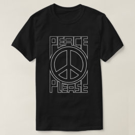 Bitte Frieden Weiße Umrissbuchstaben T-Shirt