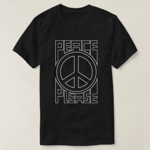 Bitte Frieden Weiße Umrissbuchstaben T-Shirt