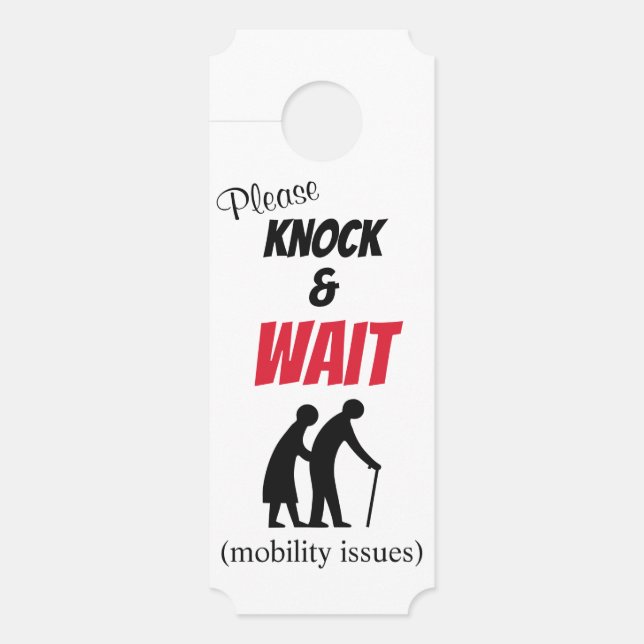 Bitte "Knock & Wait" Ältere Mobilitätstüren Türanhänger (Vorderseite)
