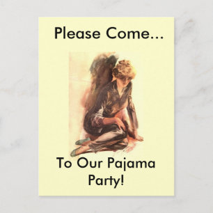 Bitte kommen Sie... zu unserer Pyjamaparty! Einladungspostkarte