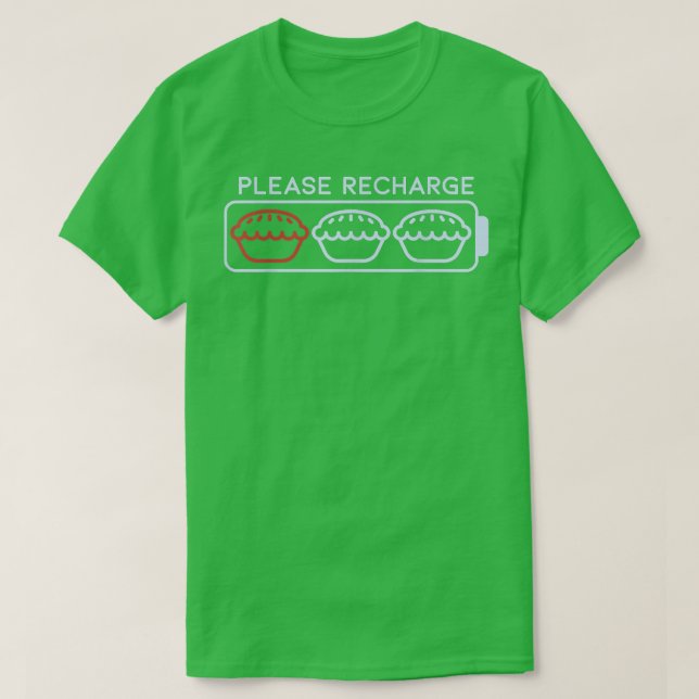 Bitte laden Sie den Akku von Apple Pie neu auf. T-Shirt (Design vorne)