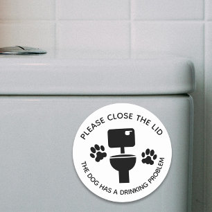 Bitte nahe Hunde-Funny-Toilette Runder Aufkleber