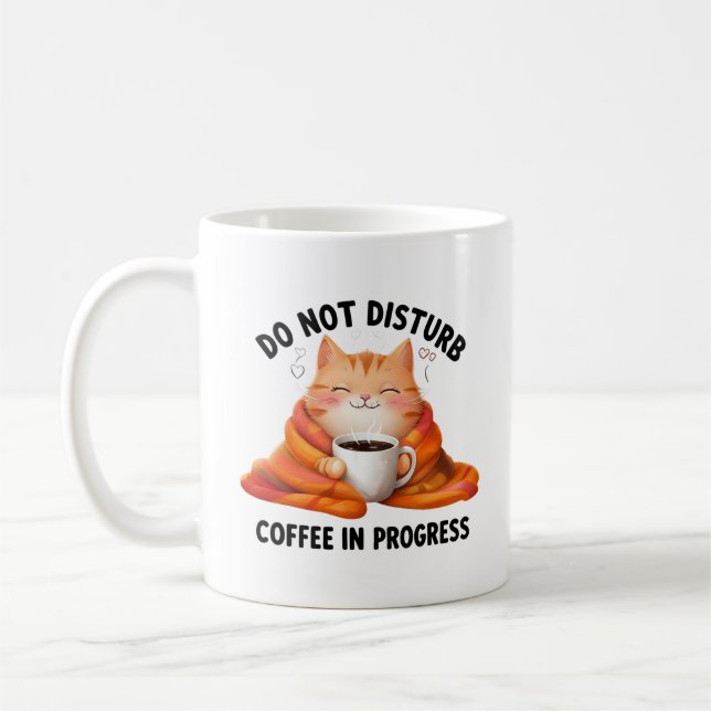 Bitte-nicht-stören-Kaffeetasse mit Katze Kaffeetasse (Links)