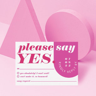 Bitte sagen Sie Ja Modernes, fett rosa Magenta Ret RSVP Karte