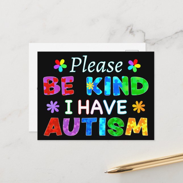Bitte seien Sie so freundlich, dass ich AUTISM hab Postkarte (Vorderseite/Rückseite Beispiel)