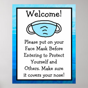Bitte setzen Sie das Maskensymbol auf Ihr Gesicht Poster
