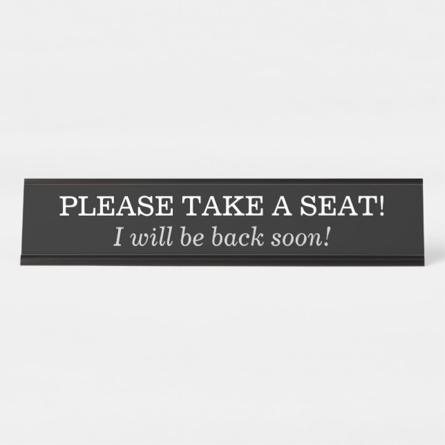 "BITTE SETZEN SIE SICH!" SCHREIBTISCHNAMENSPLAKETTE (Vorderseite )