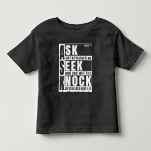 bitte suche klopfe kleinkind t-shirt