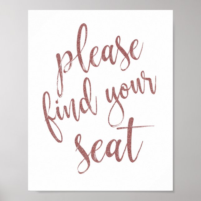 Bitte suchen Sie nach Ihrem Sitzplatz Rose Gold Gl Poster (Vorne)