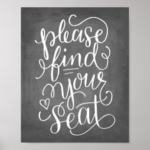 Bitte suchen Sie sich einen Sitzplatz Handletterin Poster