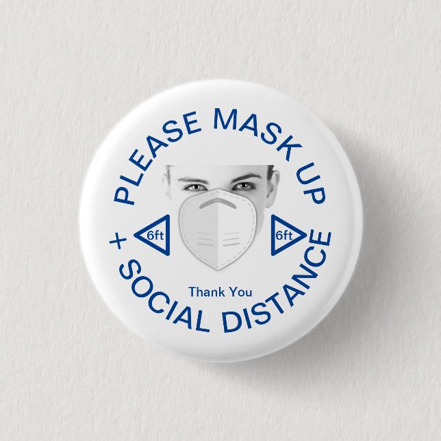 Bitte tragen Sie eine Maske und ein Button für soz (Vorderseite)