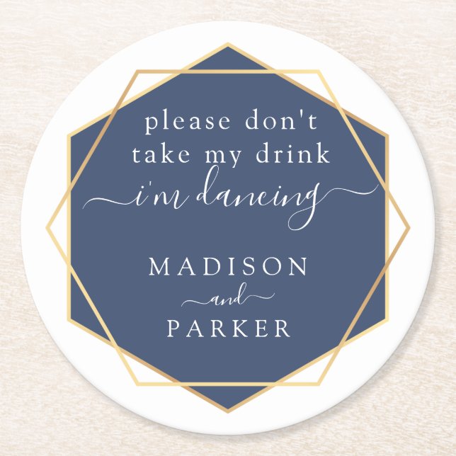 Bitte trinken Sie nicht. | Blaue Farbe Runder Pappuntersetzer (Vorderseite)