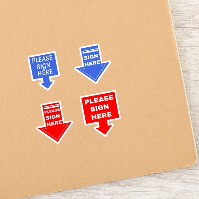 Bitte unterschreiben Sie hier (Signature Arrow) bl Aufkleber (Please Sign Here)