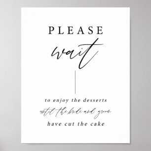 Bitte warten Elegantes Hochzeitsdessert-Tisch-Schi Poster