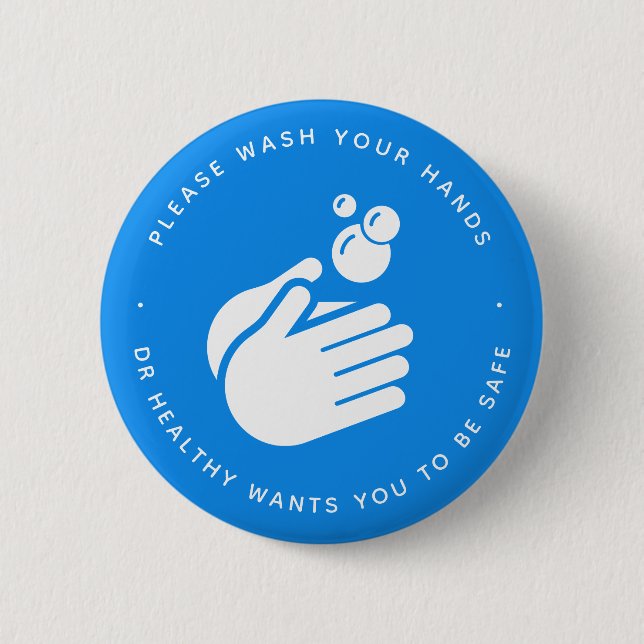 Bitte waschen Sie sich die Hände - Hand waschen Co Button (Vorderseite)