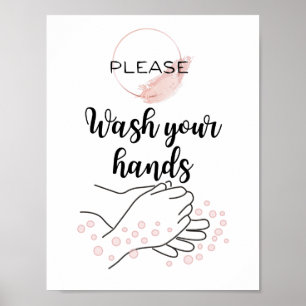 Bitte waschen Sie sich die Hände in die Kalligraph Poster