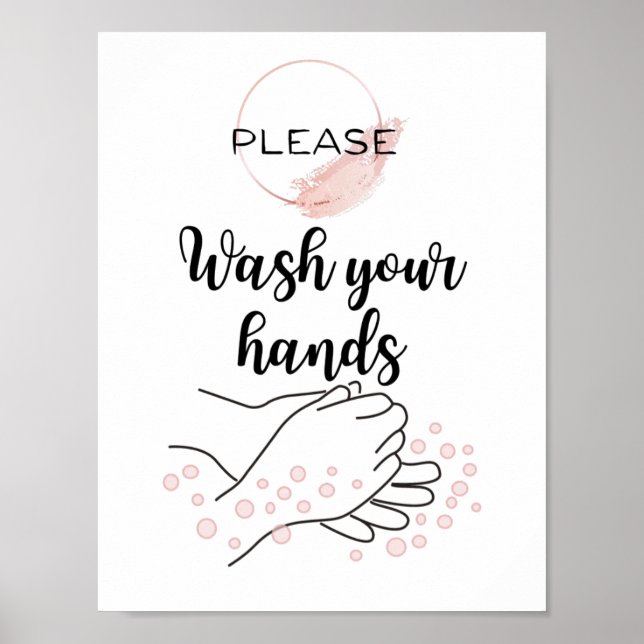 Bitte waschen Sie sich die Hände in die Kalligraph Poster (Vorne)