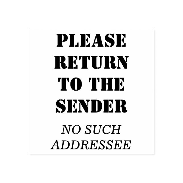 "Bitte zurück zum Absender", "KEINE SOLCHE ANSCHRI Gummistempel (Prägung)