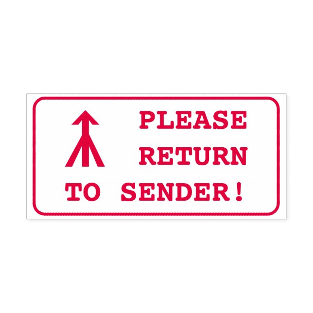 "BITTE ZURÜCK ZUM SENDER!" + Briefmarke aus Arrow- Permastempel (Design)