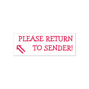 "BITTE ZURÜCK ZUM SENDER!" + Briefmarke aus Arrow- Permastempel