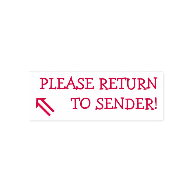 "BITTE ZURÜCK ZUM SENDER!" + Briefmarke aus Arrow- Permastempel (Design)