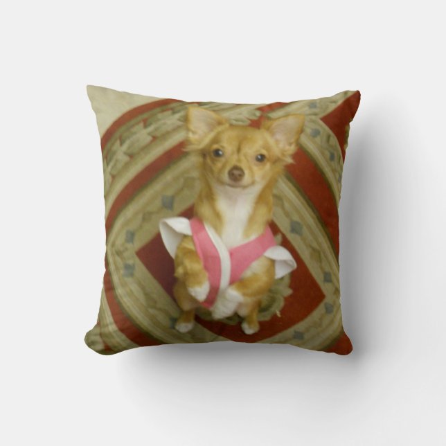 Bitten des Chihuahuabaumwollkissens Kissen (Vorderseite)