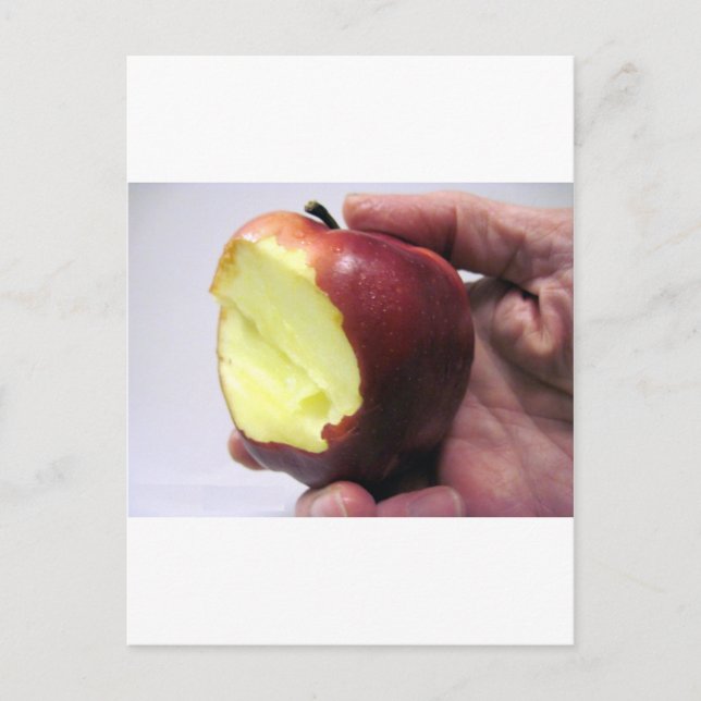 Bitten Red Apple Postkarte (Vorderseite)
