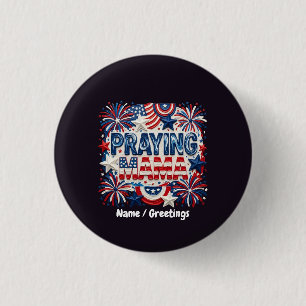 Bittende Mutter Patriotischer Kunstdruck Rot, Wei Button