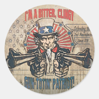 Bitter, Clingy Gun Toting Patriot Runder Aufkleber