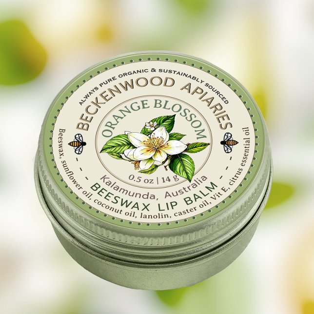 Bitter Orange Neroli oder Orange Lip Balm Honey Be Runder Aufkleber (Von Creator hochgeladen)