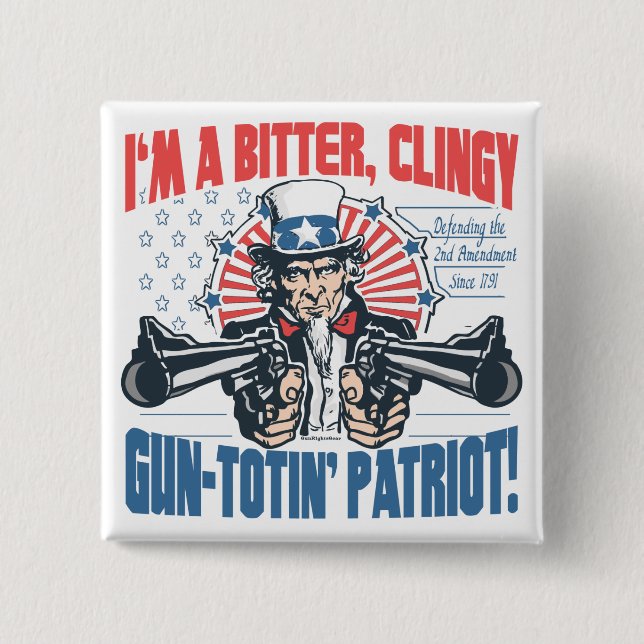 Bitterer, Clingy Gewehr-Toting Patriot-Uncle Sam Button (Vorderseite)