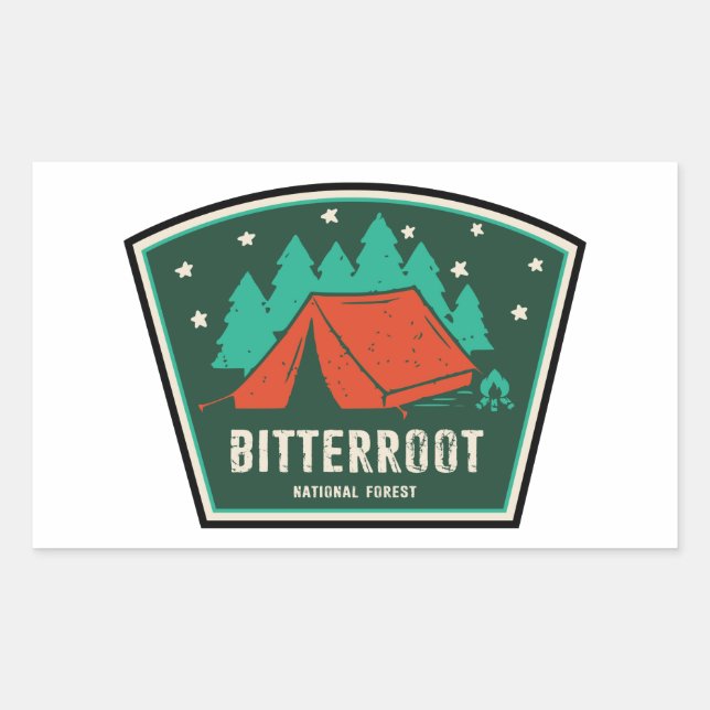 Bitterroot National Forest Camping Rechteckiger Aufkleber (Vorderseite)