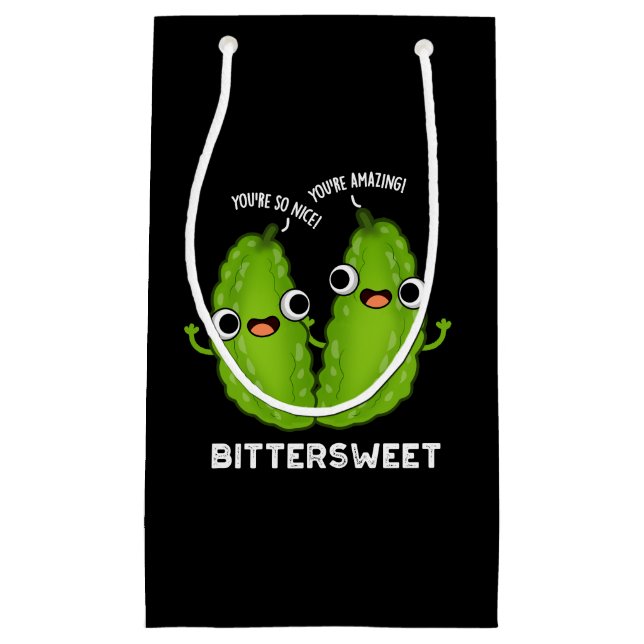 Bittersweet Funny Bitter Gourd Pun Dark BG Kleine Geschenktüte (Vorderseite)