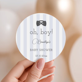 Bitty Bow Oh Boy Baby Dusche Runder Aufkleber