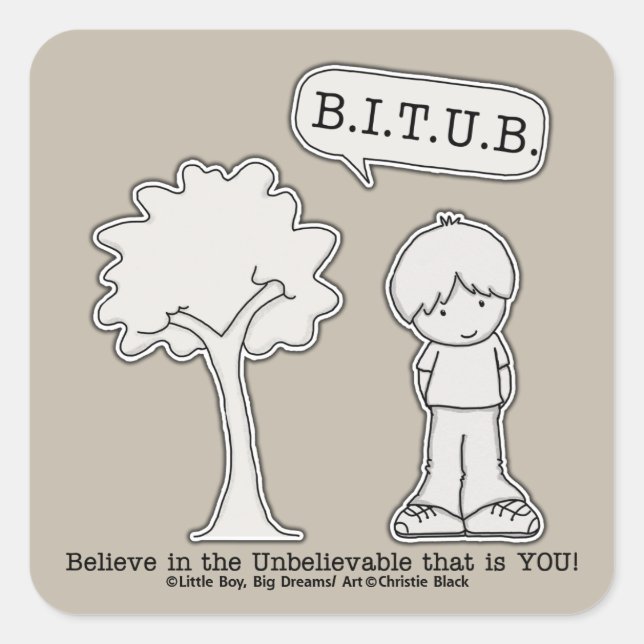 BITUB-Muster (Glauben an das Unglaubliche) Quadratischer Aufkleber (Vorderseite)