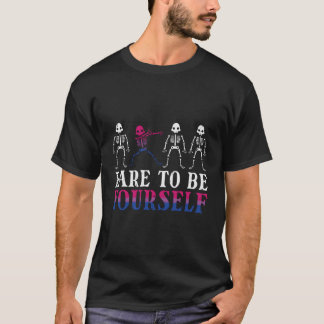 Biual Skeleton Dab Seien Sie selbst Bi Prix Flag L T-Shirt