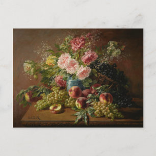 Biva Still Life mit Blume Peaches und Trauben Postkarte