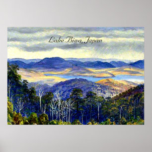 Biwa-See, Japan, Vintage Landschaftsmalerei Poster