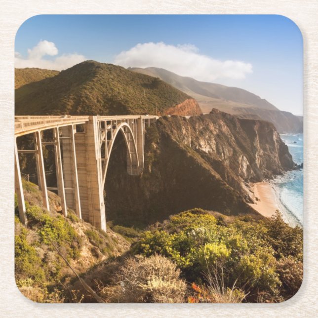 Bixby Brücke, großes Sur, Kalifornien, USA Rechteckiger Pappuntersetzer (Vorderseite)