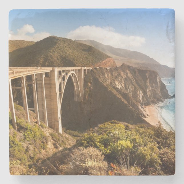 Bixby Brücke, großes Sur, Kalifornien, USA Steinuntersetzer (Vorderseite)