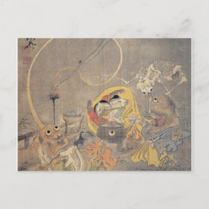Bizarr Ancient Japanese Painting of Demons Postkarte