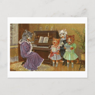 Bizarre Chats Chantant Carte Postale Vintage