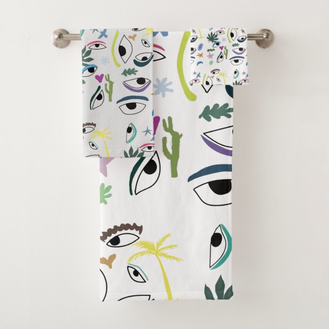 Bizarre Eyes Moderne Kunst Badhandtuch Set (Insitu)