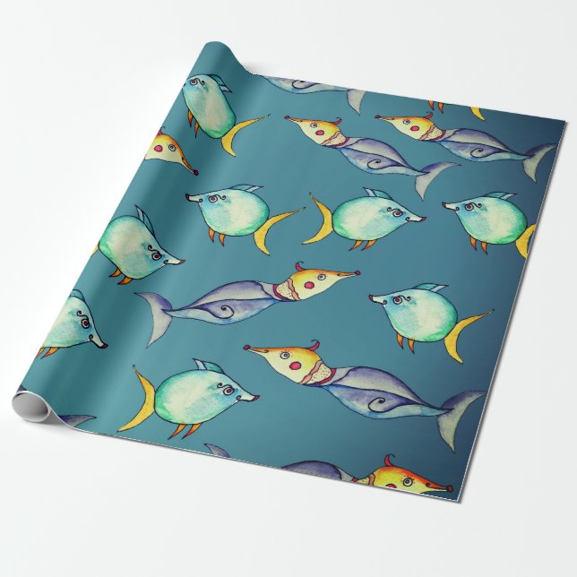 Bizarre Fish Geschenkpapier (Ungerollt)