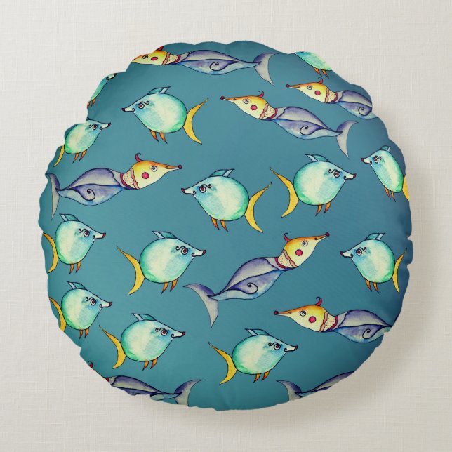 Bizarre Fish Rundes Kissen (Vorderseite)