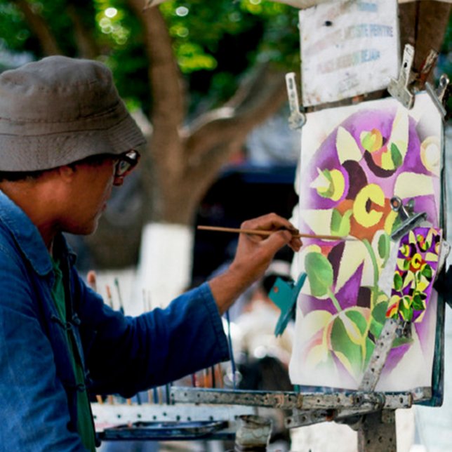 Bizarre Passiflora Blume Geometrische Kunst, Abstr Leinwanddruck (Von Creator hochgeladen)