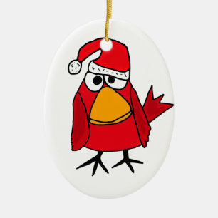 BJ, rote Kardinals-Vogel-Weihnachtsverzierung Keramikornament