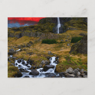 Bjarnafoss Wasserfall in Snaefellsnes Halbinsel Ic Postkarte