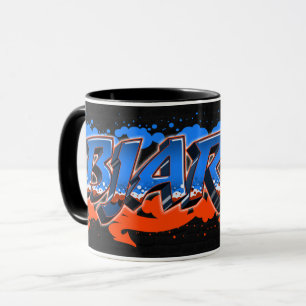 Bjarne prénom Graffiti blue tasse orange