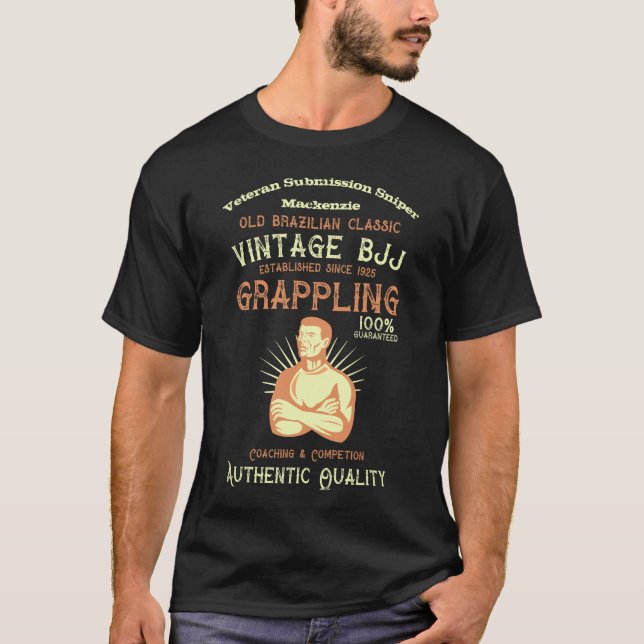 BJJ Brazilian Jiu Jitsu Classic Personalisiert Ret T-Shirt (Vorderseite)
